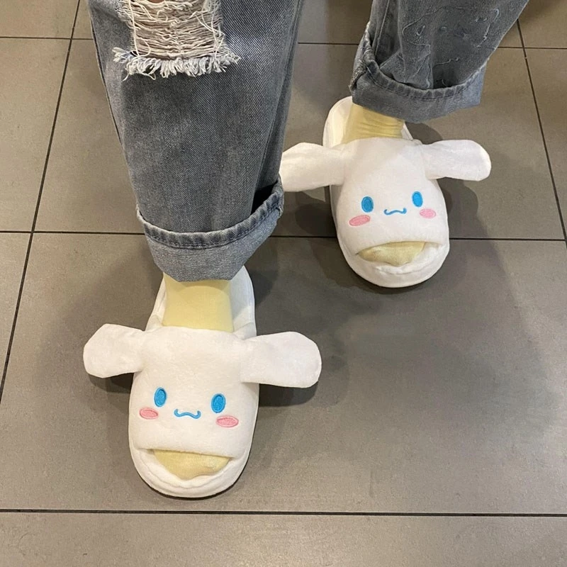 

Sanrio Kawaii Cinnamoroll Slippers Kuromi My Melody Purin Anime Move Ears Anime Cartoon Cute Home Cotton Slippers New Girl Gift