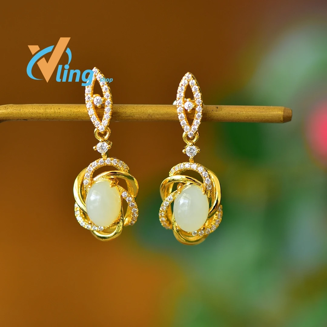 Unique Temperament Advanced Earrings Copper Inlaid Earhook White Jade Filigree Fashion Personality Trend Hotan Jade
Unique Temperament Advanced Earrings Copper Inlaid Earhook White Jade Filigree Fashion Personality Trend Hotan Jade