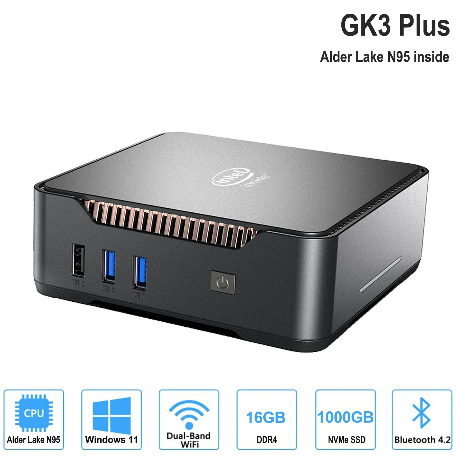 

GK3V Mini PC Intel Alder Lake N100 Celeron N5105 8GB/16GB 1TB NVMe Windows 11 Pro Gaming Computer 4K 60Hz HDMI VGA Win 11 Minipc