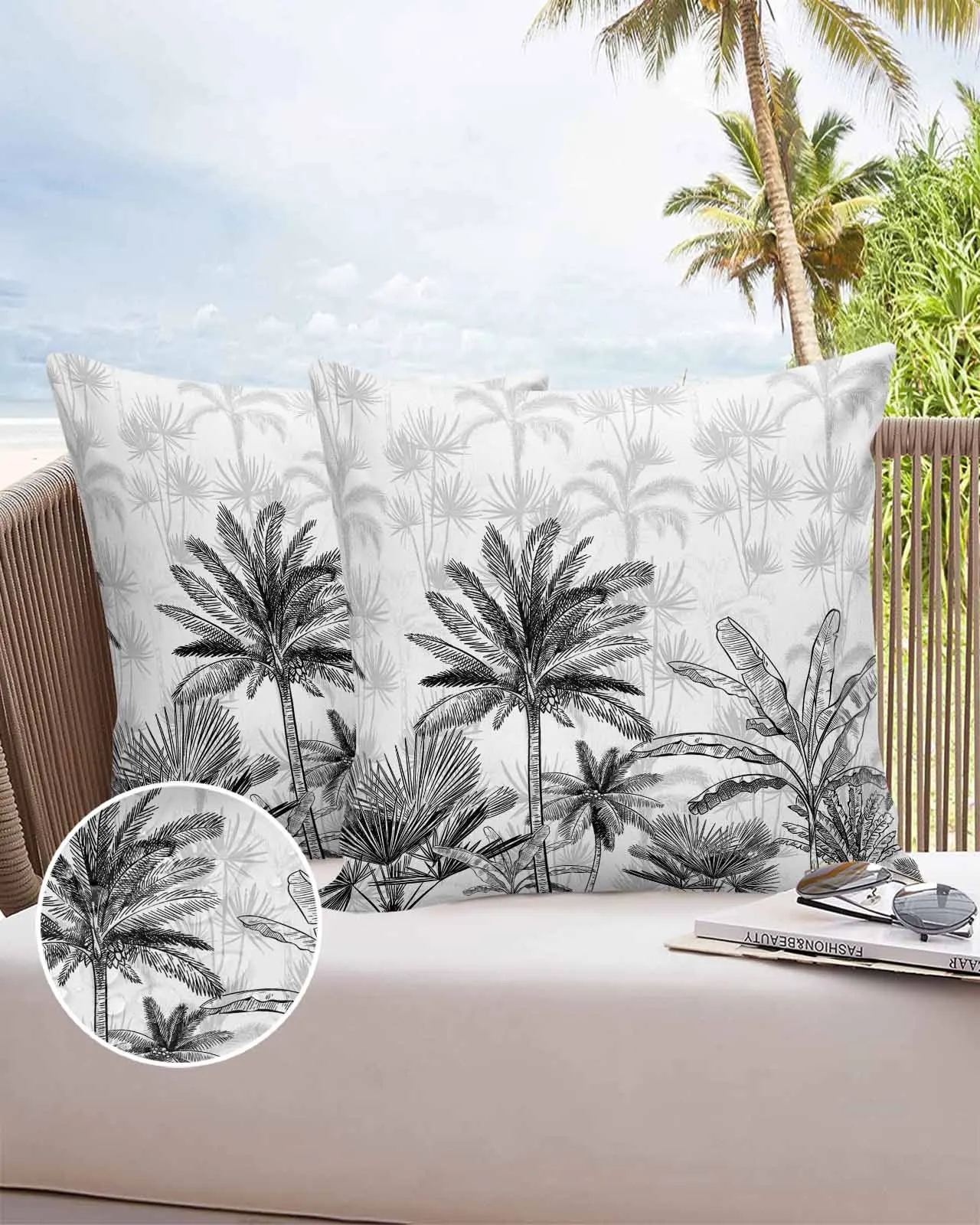 

2/4 Pcs Tropical Plant Palm Tree Waterproof Pillowcase Office Sofa Throw Pillow Case Car Cushion Cover Home Decor
