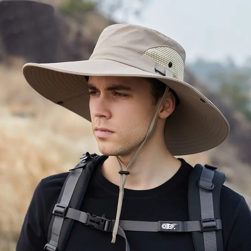 

Men's summer breathable fisherman hat shade outdoor trekking hat large brimmed fishing sunblock hat