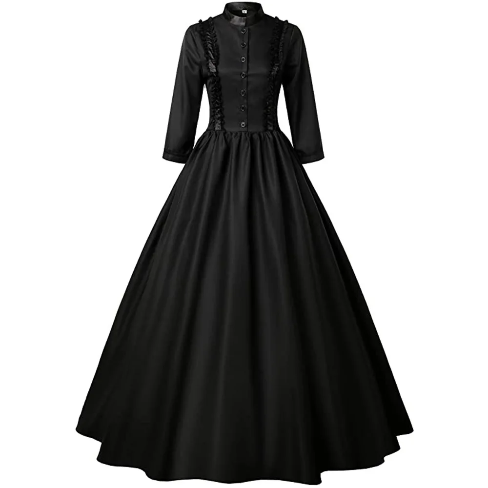 

Medieval Victorian Retro Princess Cosplay Costume For Women Halloween Court Royal Gothic Elegant Vampire Bride Swing Dress