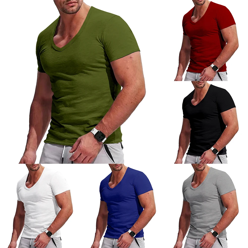 Summer Mens Short Sleeve T-shirt V Neck Sports Gym Muscle Fitness Slim Bodybuilding Tee Tops Casual Shirts Solid Color Top
Summer Mens Short Sleeve T-shirt V Neck Sports Gym Muscle Fitness Slim Bodybuilding Tee Tops Casual Shirts Solid Color Top