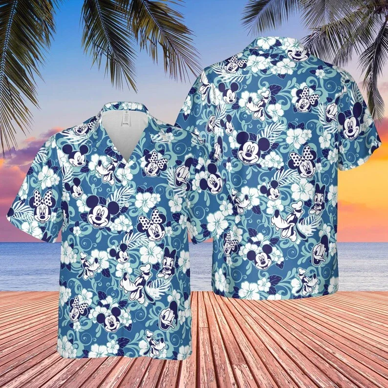 

Новинка 2024, гавайская рубашка для мужчин и женщин с диснеевским принтом, гавайская рубашка с Микки Маусом, Пляжная рубашка с короткими рукавами, Повседневная рубашка для отпуска в стиле ретро