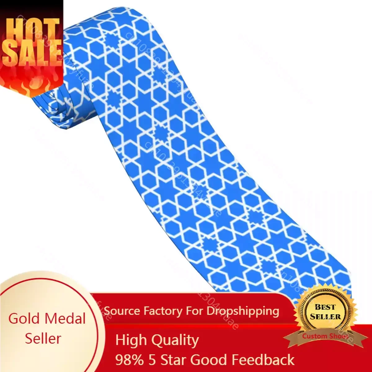 

Star Of David Israel Geometric Texture Tie For Men Women Necktie Tie Clothing Accessories