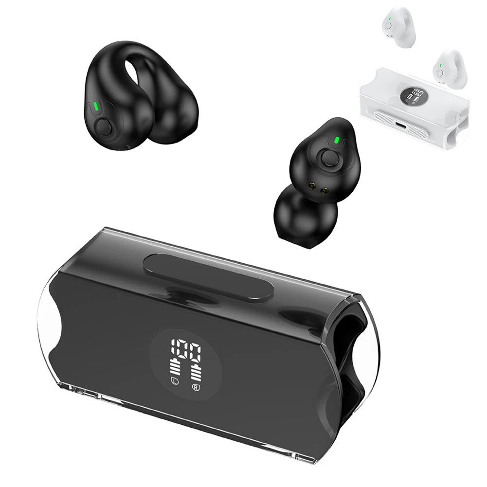R19 Wireless Clip-on Earbuds Stereo Sound Headphones With LED Display Charging Case Earphones For Running Workout Sports
R19 Wireless Clip-on Earbuds Stereo Sound Headphones With LED Display Charging Case Earphones For Running Workout Sports