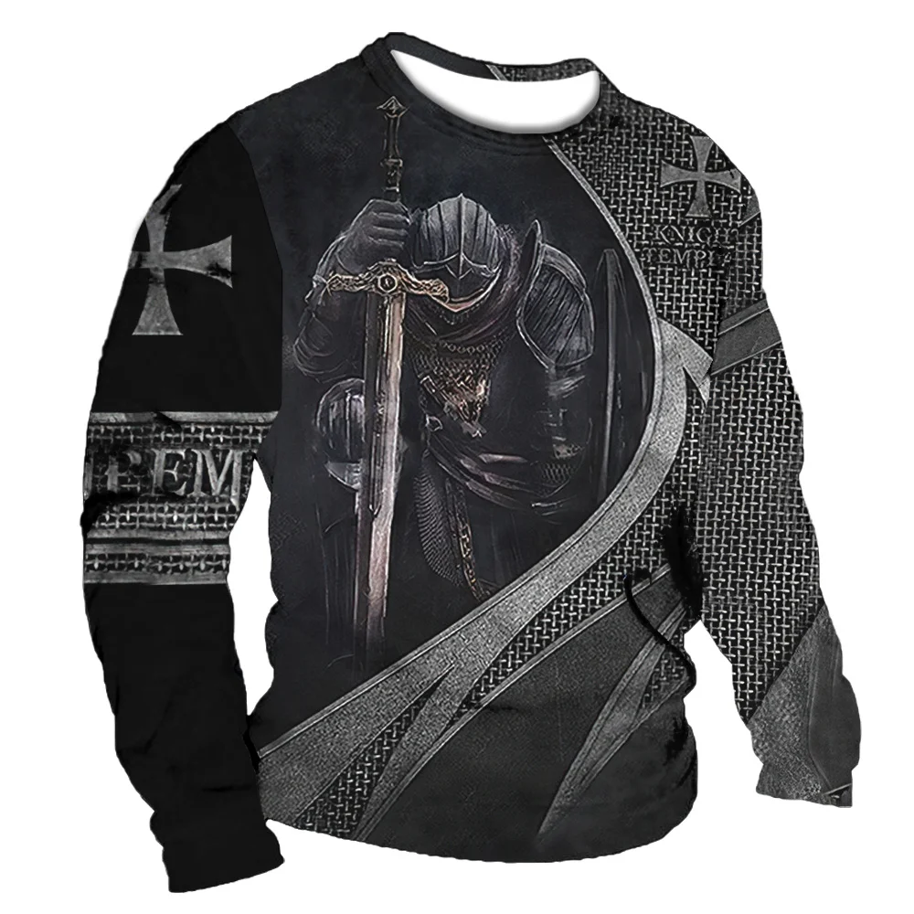 Vintage T-shirt Long Sleeve Men's 3d Knight Print O-neck Tees Tops Street Hip Hop Oversized T Shirt For Mens Clothing Streetwear
Vintage T-shirt Long Sleeve Men's 3d Knight Print O-neck Tees Tops Street Hip Hop Oversized T Shirt For Mens Clothing Streetwear