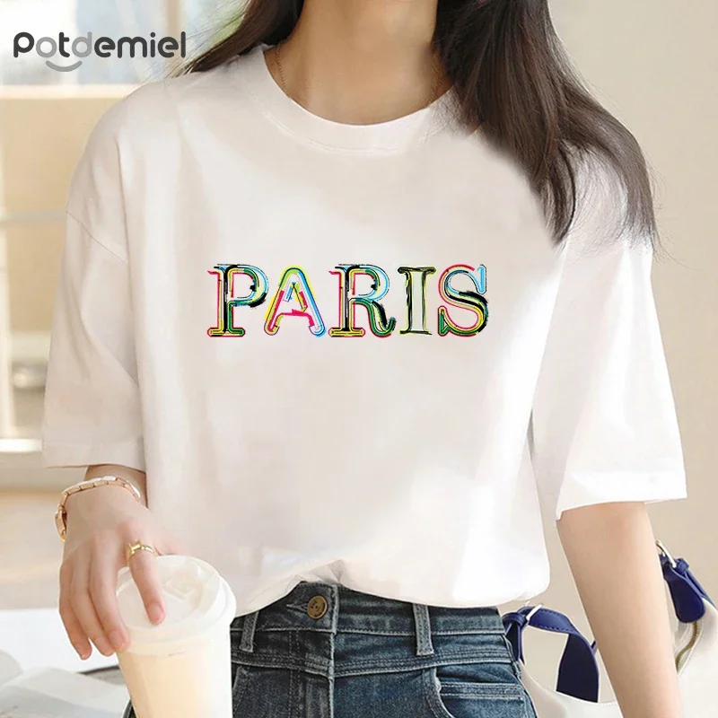 Paris Letter Print Women Fashion Clothes Cotton T Shirt Summer 90s Make Up Cute Short Sleeve Top Basic Tee Graphic T-shirt
Paris Letter Print Women Fashion Clothes Cotton T Shirt Summer 90s Make Up Cute Short Sleeve Top Basic Tee Graphic T-shirt