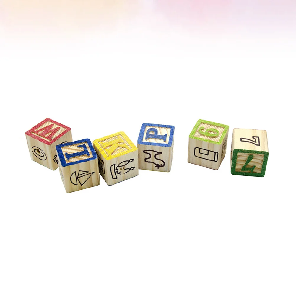 

8 Pcs Wooden Letter Numbers Blocks Alphabet Block Thicken Pattern Dice Educational Toy for Pet Parrots (Random Pattern, with