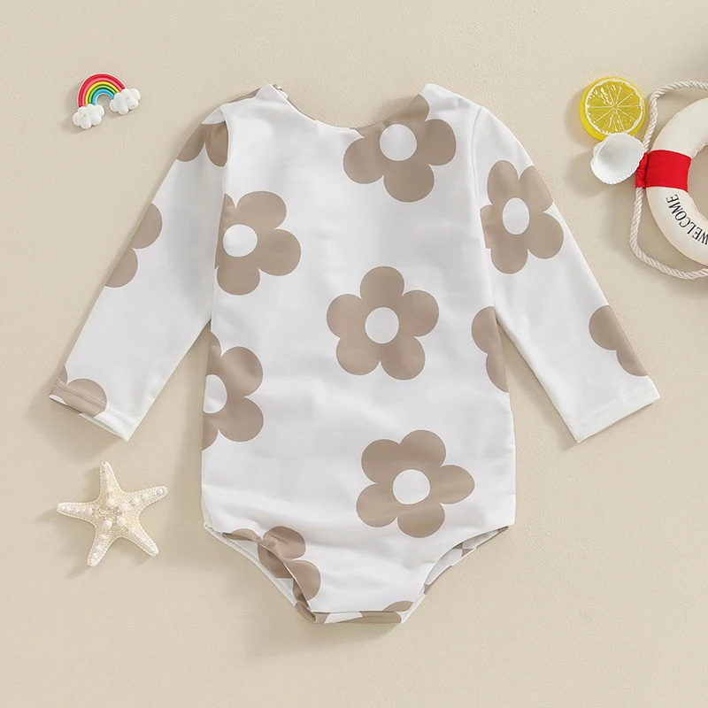 

Infant Baby Girls Swimsuits Summer Floral Print Reversible Knot Jumpsuit Swimwear Beachwear Cute Toddler Bathing Suits 6M-4Y
