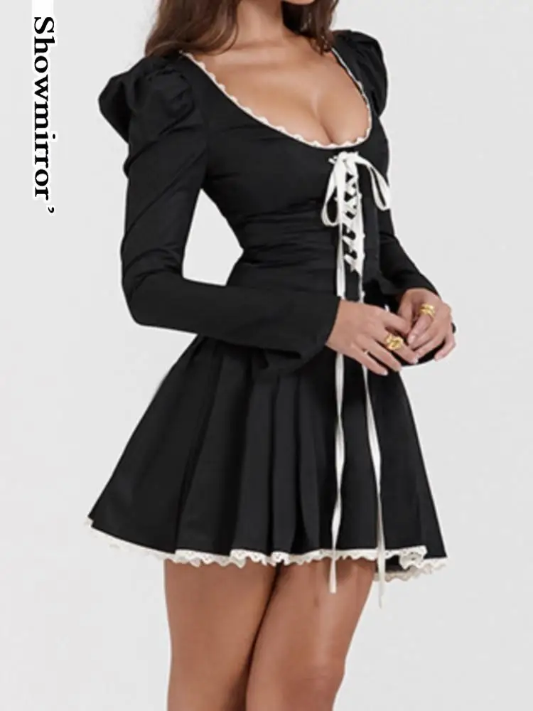 Square Neck Lace Up Bandage Mini Dress Sexy Party Puff Sleeve A-line Lace Floral Dresses Autumn Outfits Vestido cute dres
Square Neck Lace Up Bandage Mini Dress Sexy Party Puff Sleeve A-line Lace Floral Dresses Autumn Outfits Vestido cute dres