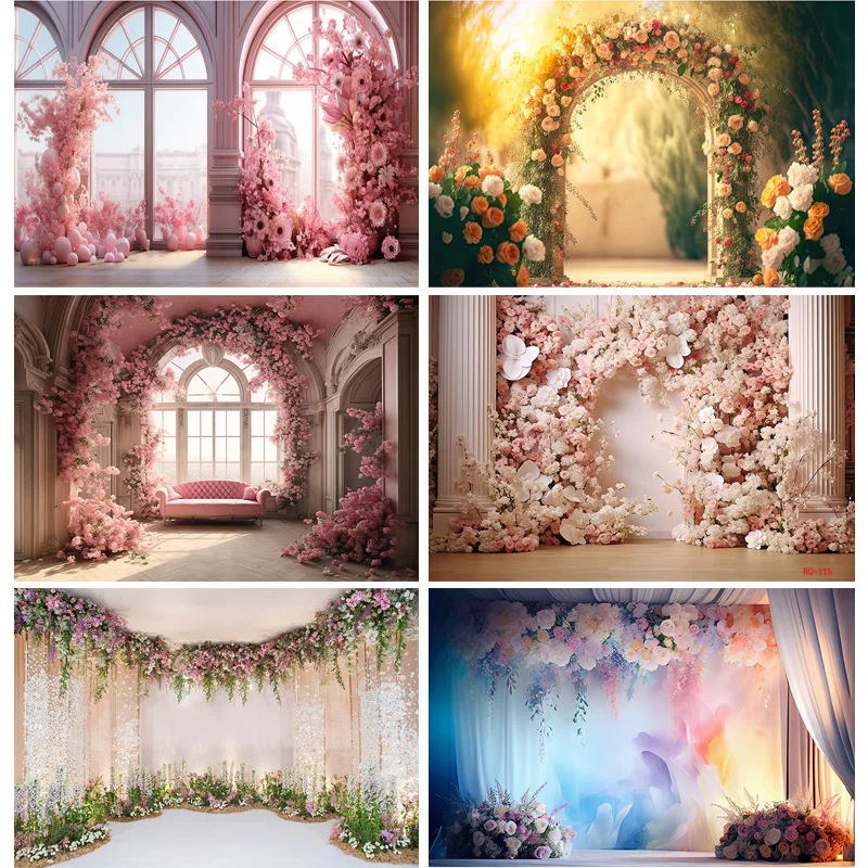 

SHENGYONGBAO Wedding Interior Decor Abundance Of Flowers Background Valentine's Day Love Studio Photography Backdrops RQ-24