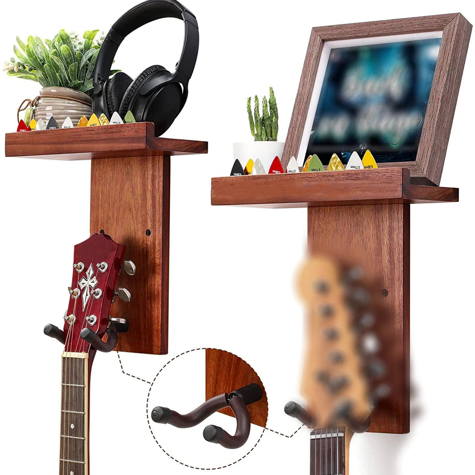 2pcs Multifunction Wall Guitar Hanger DIY Kit Mahogany Wooden Wall Mounted Hanger Shelf Pick Holder Screw Guitars Bass Ukulele
2pcs Multifunction Wall Guitar Hanger DIY Kit Mahogany Wooden Wall Mounted Hanger Shelf Pick Holder Screw Guitars Bass Ukulele