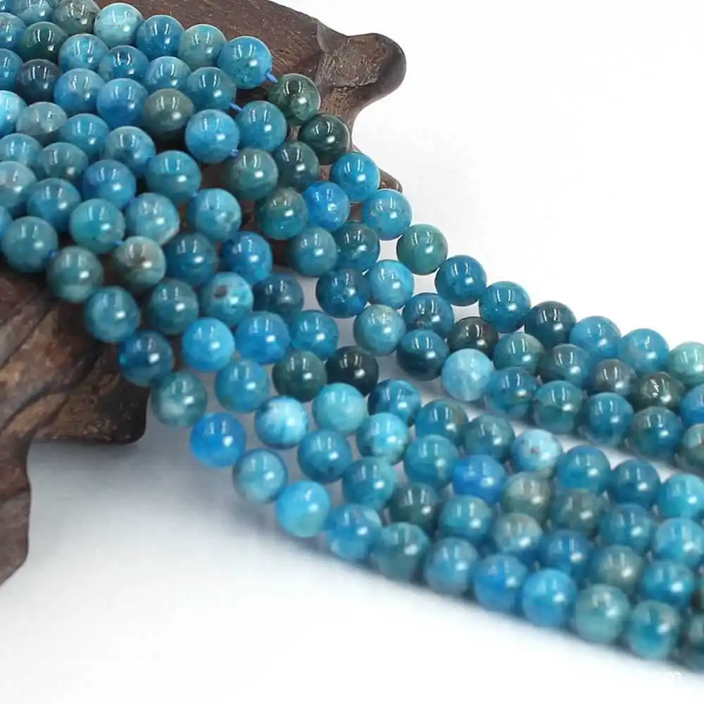 

1pcs 8MM Natural Apatite Gemstone Loose Beads 14.5 inch Relief Taseel Lucky Calming Elegant spread All Saints' Day Fancy