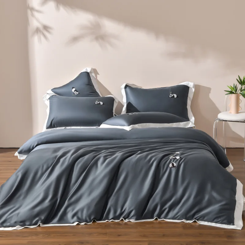 New Solid Color Class a Lanjing Tencel Embroidery Four-Piece Bedding Ice Silk Quilt Cover
New Solid Color Class a Lanjing Tencel Embroidery Four-Piece Bedding Ice Silk Quilt Cover