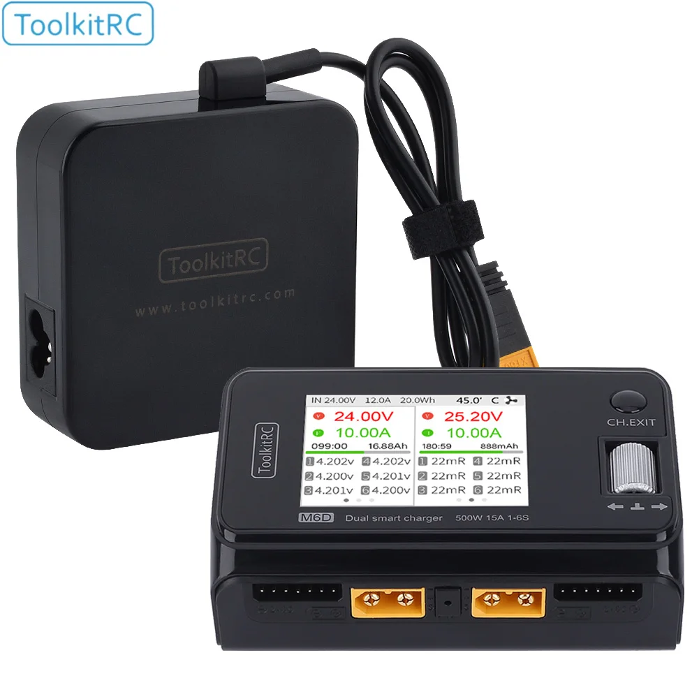 ToolkitRC M6D 500W 15A DC Dual Channel MINI Smart Charger Discharger with Power Supply For 1-6S Lipo Battery FPV Model Vs M8
ToolkitRC M6D 500W 15A DC Dual Channel MINI Smart Charger Discharger with Power Supply For 1-6S Lipo Battery FPV Model Vs M8