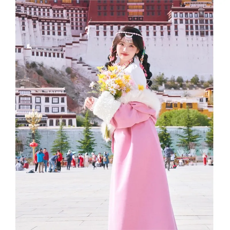 

Pink Tibetan Clothing Female Dali Trip Shoot National Characteristic Performance Photography Robe