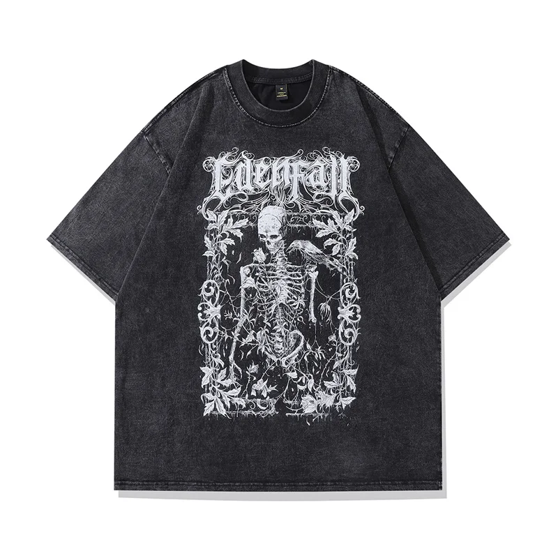 Gothic T Shirts Men Women 100% Washed Cotton Vintage Skull Printed Summer Punk Oversized Streetwear Harajuku Fashion T shirt
Gothic T Shirts Men Women 100% Washed Cotton Vintage Skull Printed Summer Punk Oversized Streetwear Harajuku Fashion T shirt