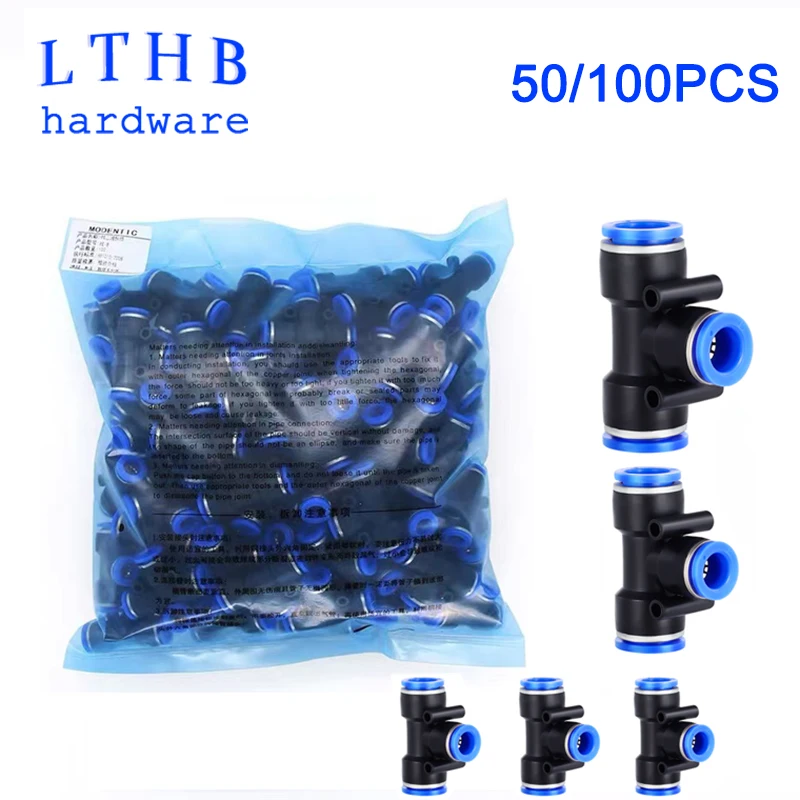 100PCS Pneumatic Air Fittings PE Three Ways Hose Connectors Reducing Joint 6mm 8mm 10mm 12mm 14mm Push To Connect Pipe Fitting
100PCS Pneumatic Air Fittings PE Three Ways Hose Connectors Reducing Joint 6mm 8mm 10mm 12mm 14mm Push To Connect Pipe Fitting