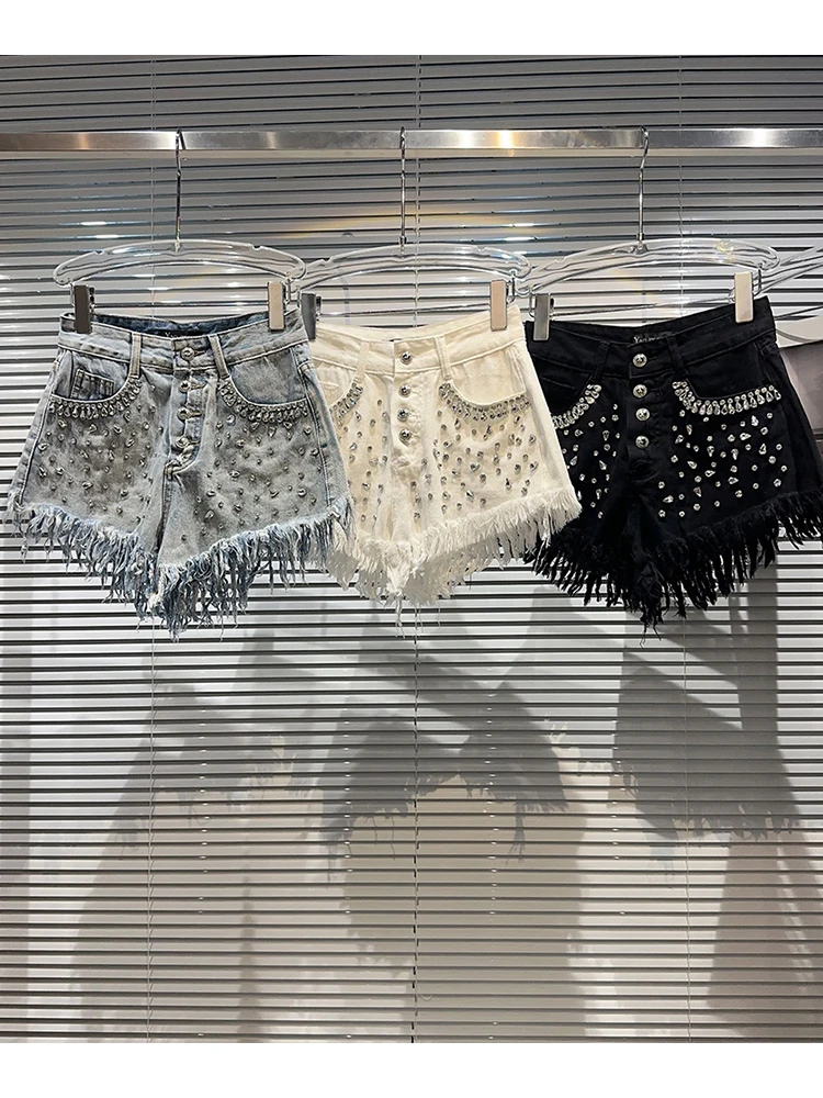HIGH STREET New Fashion 2024 Designer Skirt Women's Rhinestone Beaded Tassel Edge Denim Shorts
HIGH STREET New Fashion 2024 Designer Skirt Women's Rhinestone Beaded Tassel Edge Denim Shorts
