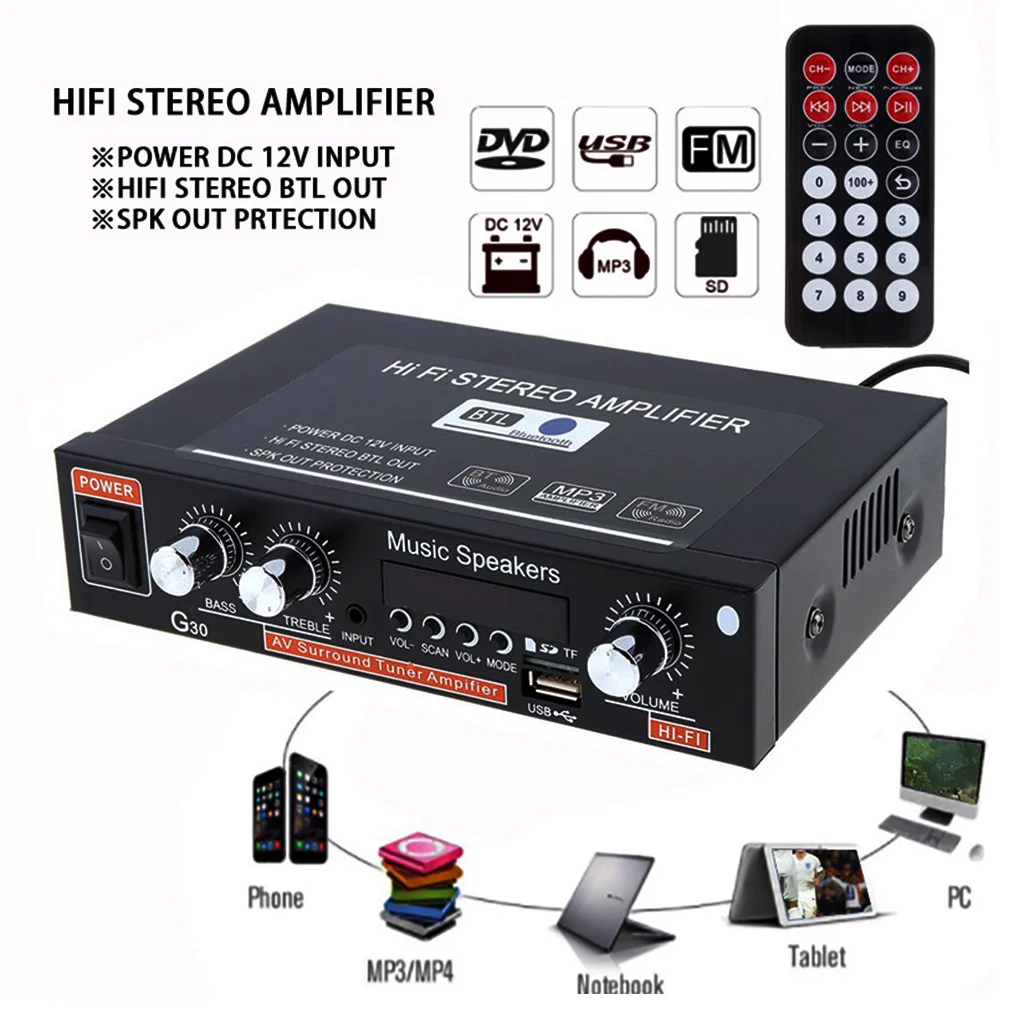 Audio Power Amplifier Stereo Radio Amp HiFi Sound Bluetooth Audio Power Amplifier US Plug
Audio Power Amplifier Stereo Radio Amp HiFi Sound Bluetooth Audio Power Amplifier US Plug