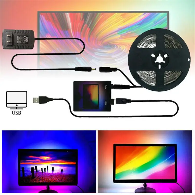 

Иммерсивный задний фон для телевизора и ПК, светодиодные ленты RGB для HDTV, монитора компьютера, цветная синхронизация, умное управление жизнью, окружающие лампы