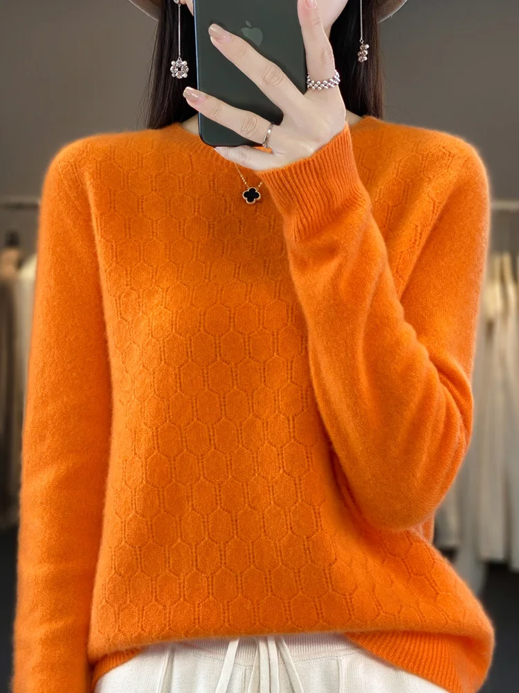 Autumn Winter Women Pullovers 100% Merino Wool Sweater O-Neck Hollow Long Sleeves Basic Bottoming Shirt Cashmere Knitwear Tops
Autumn Winter Women Pullovers 100% Merino Wool Sweater O-Neck Hollow Long Sleeves Basic Bottoming Shirt Cashmere Knitwear Tops