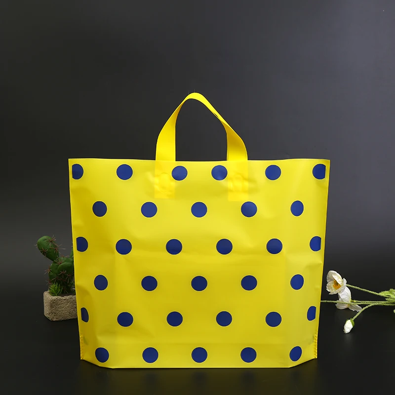 

50 шт. утолщенные матовые желтые тоуты в горошек, пластиковые пакеты для деловой одежды, сумки для подарка