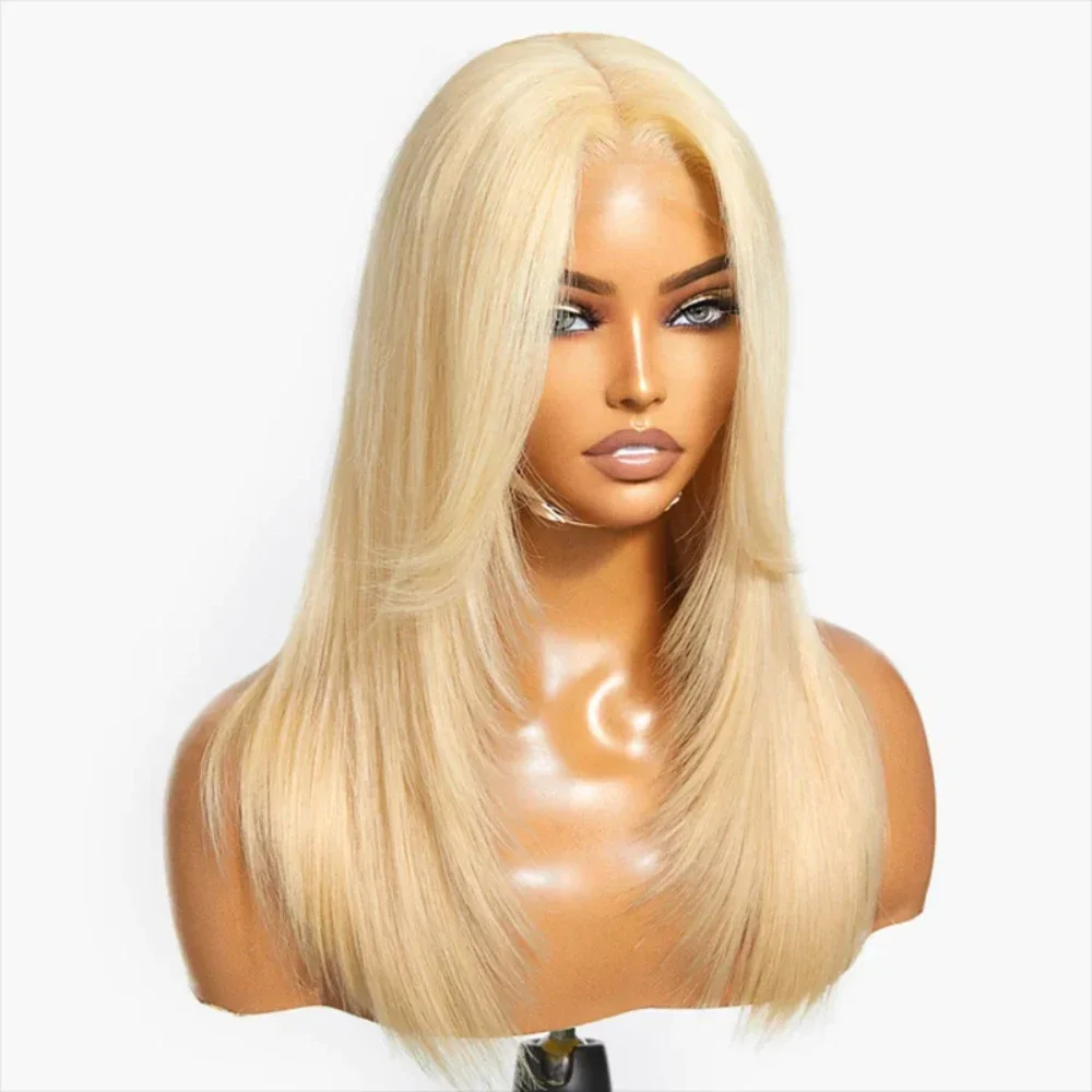 

613 Layered Front Wigs Glueless Synthetic Wig Straight 13x4 Lace Frontal Wigs Colored Lace Wig Layered Cut Lace Front Wig