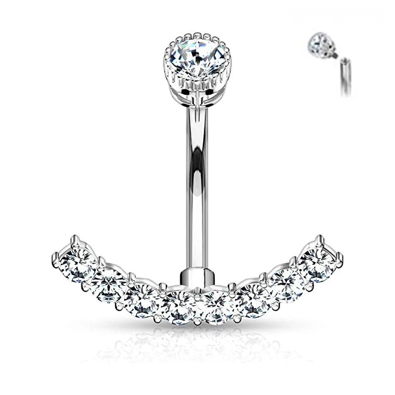 

Zircon Navel Piercing Belly Button Ring Curves Barbell Body Jewelry for Women Girls 14G 316L Surgical Steel