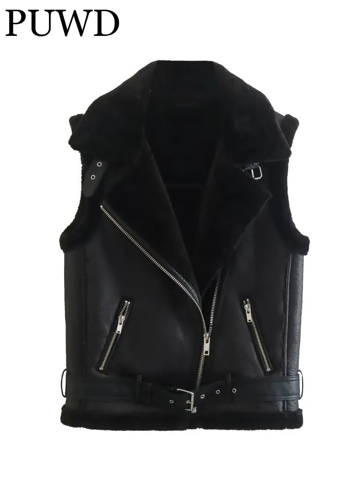 PUWD Women Fashion With Faux Leather Padded Waistcoat Vintage High Neck Side Pockets 2022 Fall Winter Female outerwear
PUWD Women Fashion With Faux Leather Padded Waistcoat Vintage High Neck Side Pockets 2022 Fall Winter Female outerwear