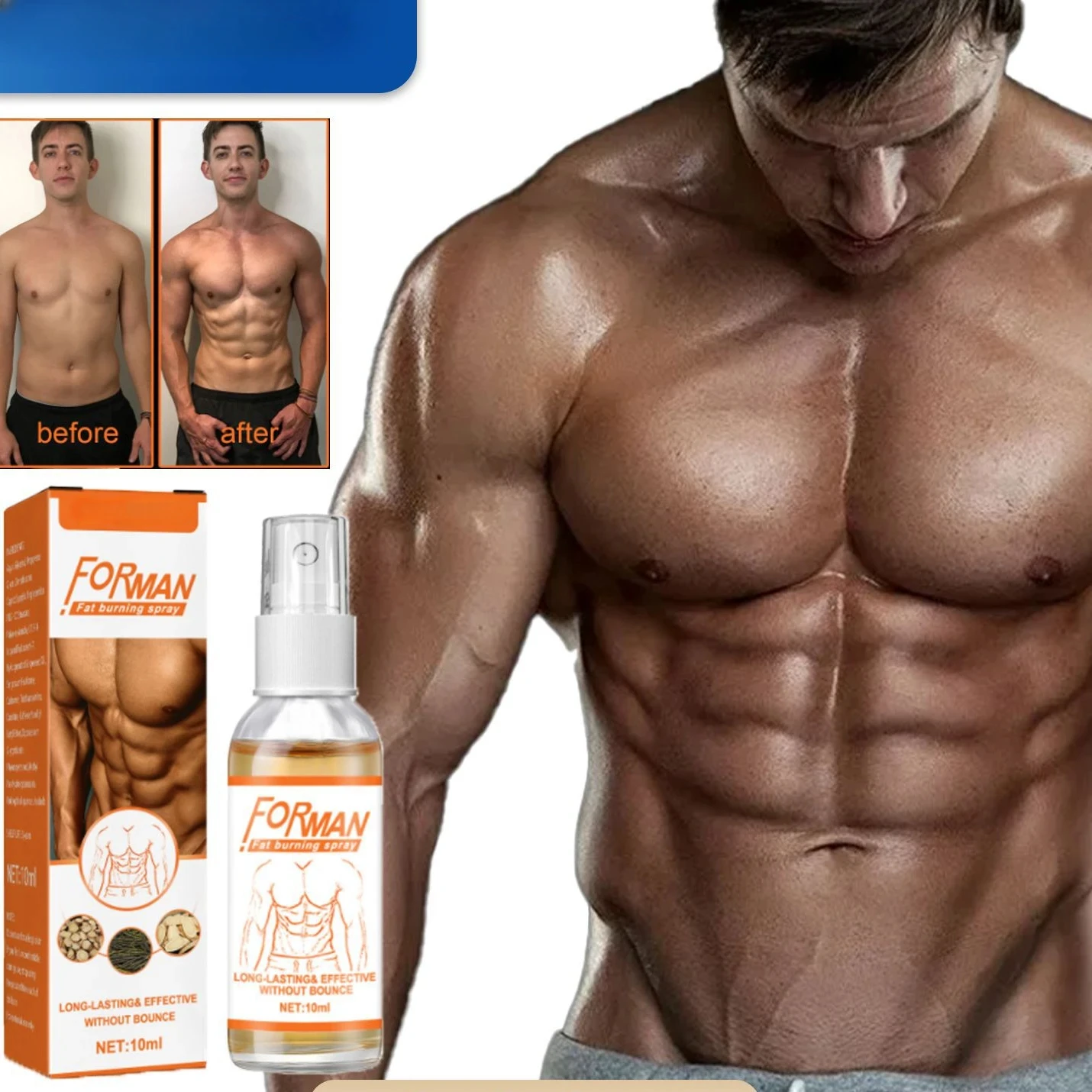 10ml Men's Abdominal Muscle spray Local Sweating Intensive Belly Fitness Shaping Exercise Abdominal Muscle spray
10ml Men's Abdominal Muscle spray Local Sweating Intensive Belly Fitness Shaping Exercise Abdominal Muscle spray