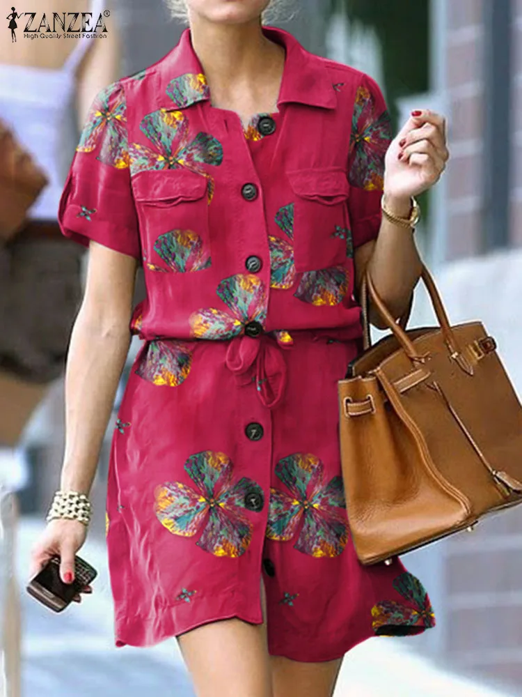 ZANZEA Female Elegant Floral Printed Dress Woman Short Sleeve Lapel Neck Dresses Bohemian Casual Party Vestidos Belted Sundress
ZANZEA Female Elegant Floral Printed Dress Woman Short Sleeve Lapel Neck Dresses Bohemian Casual Party Vestidos Belted Sundress