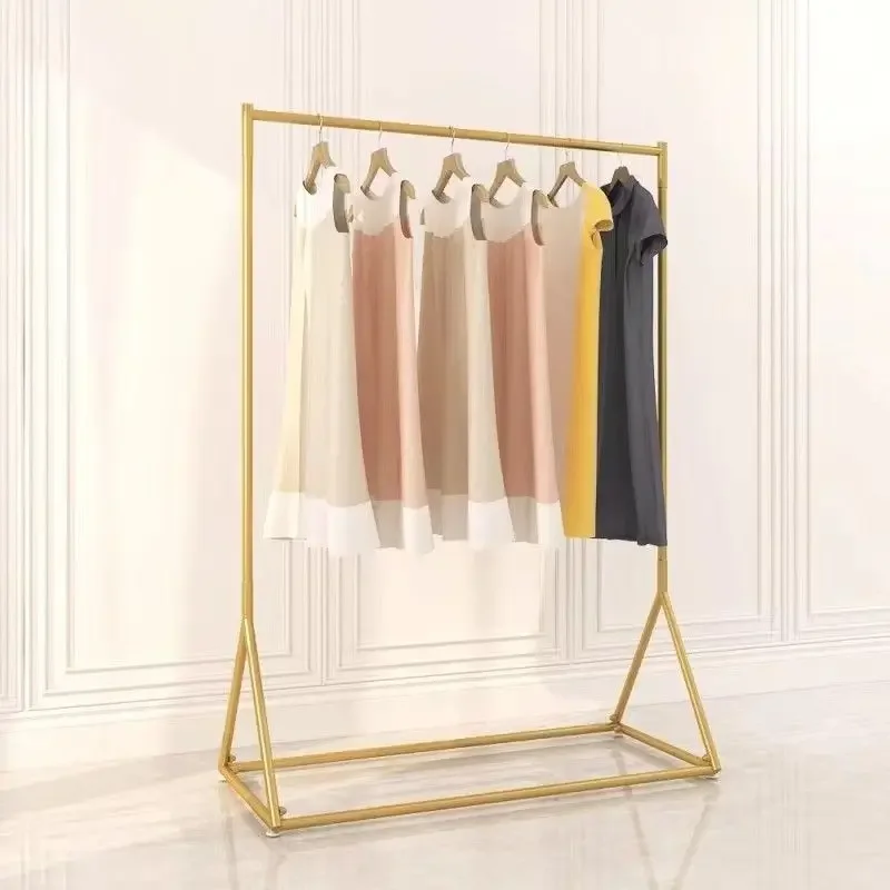 

Clothing Store Display Racks Floor-mounted Gold Wrought Iron Racks for Men's and Women's Clothes Hangers Live Room Display Rack