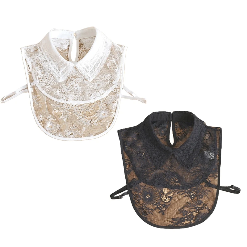 Women Sheer Floral Lace False Collar Detachable Dickey Jacquard Blouse Hollow Out Keyhole Button Pullover Half Shirt
Women Sheer Floral Lace False Collar Detachable Dickey Jacquard Blouse Hollow Out Keyhole Button Pullover Half Shirt
