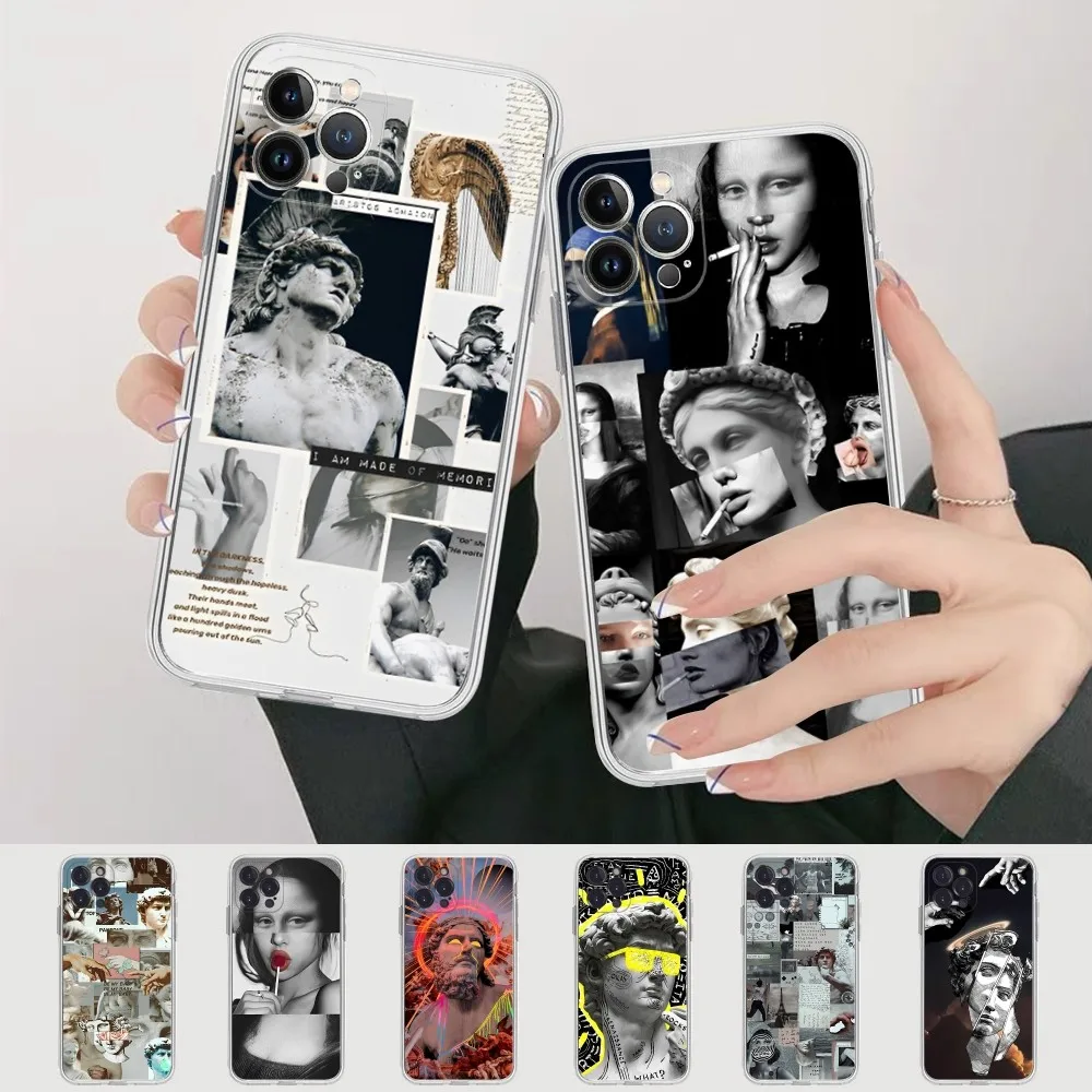 

Statue David Mona Lisa Phone Case For iPhone XR X XS Max 14 13 Pro Max 11 12 Mini 6 7 8 plus SE 2020 Printing Cover