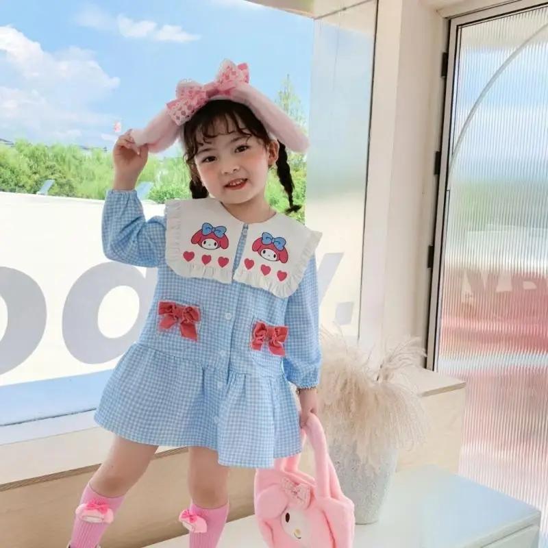 Милое Платье Sanrios My Melody для девочек, Осень-зима, мультяшный милый аниме с лацканами, милое клетчатое платье с бантом, детские подарки на день рождения
Милое Платье Sanrios My Melody для девочек, Осень-зима, мультяшный милый аниме с лацканами, милое клетчатое платье с бантом, детские подарки на день рождения