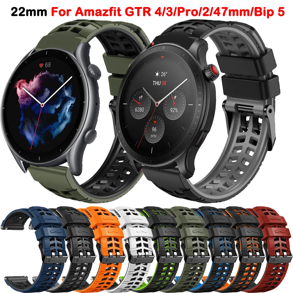 

22mm Silicone Strap For Amazfit GTR 4 3 2 2e Watch Band Bracelets For Amazfit Bip 5/Limited Edition/GTR 47mm Correa Wristband