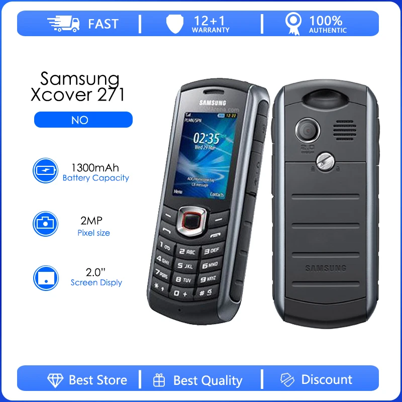 

Samsung Xcover 271 Refurbished-Original Unlocked Samsung B2710 1300mAh 2MP GPS 2.0 Inches 3G Waterproof Cellphone Free shipping