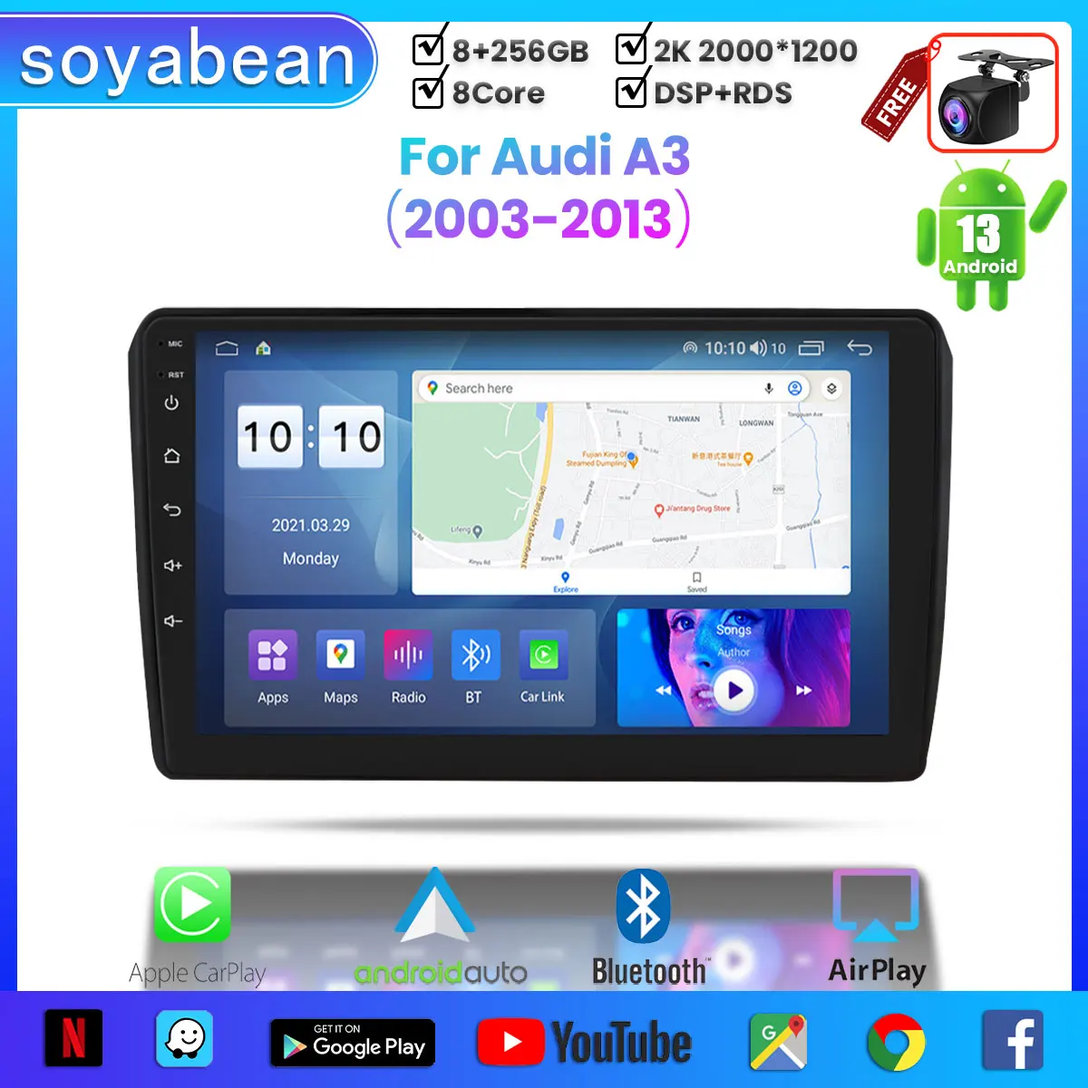 Android 13 Car Radio for Audi A3 2003-2013, 9inch Multimedia Player with 4G WiFi Car Carplay & 2Din GPS Navigation.
Android 13 Car Radio for Audi A3 2003-2013, 9inch Multimedia Player with 4G WiFi Car Carplay & 2Din GPS Navigation.