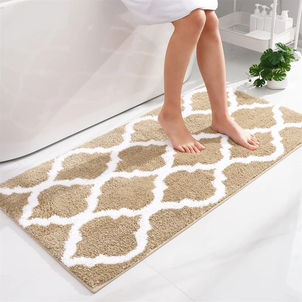 

Olanly Soft Bath Mat Super Absorbent Microfiber Bathroom Mat Non-slip Tape Water Mat Shower Floor Carpet Toilet Luxury Foot Mats