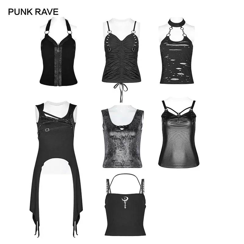 

PUNK RAVE Women's Punk Dark Sexy Camisole Gothic Fashion Female Vest Tops Summer Tank A Variety of Styles