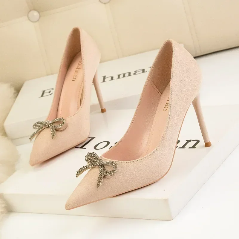 

2023 Luxury Fashion Sweet High Heeled Shoes Women's Shoes Stiletto Shallow Mouth Bowknot Shoes Women's Luxury High Heel
