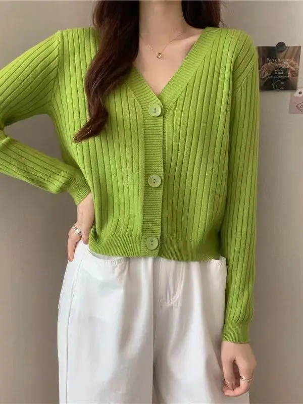 Women's Sweater Spring Autumn New V-Neck Knitted Cardigan coat Thin Sweater All-Match Jacket Pure Color Basic Small Cardigan
Women's Sweater Spring Autumn New V-Neck Knitted Cardigan coat Thin Sweater All-Match Jacket Pure Color Basic Small Cardigan