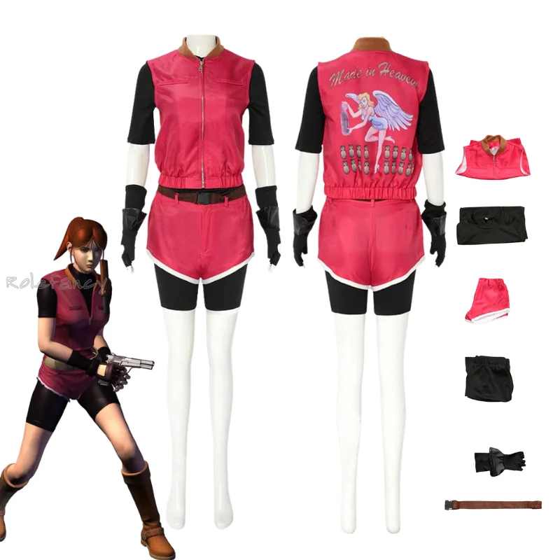 

Biohazard Resident 2 Remake Claire Redfield Cosplay Evil Costume Women Tops Shorts Fantasia Disguise Outfit Halloween Party Suit