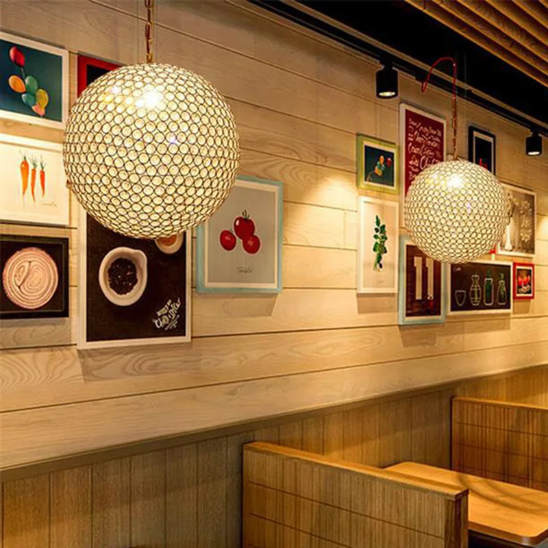 

Modern Spherical Led Crystal Pendant Lamps Minimalist Chandelier for Dining Living Room Center Table Lighting
