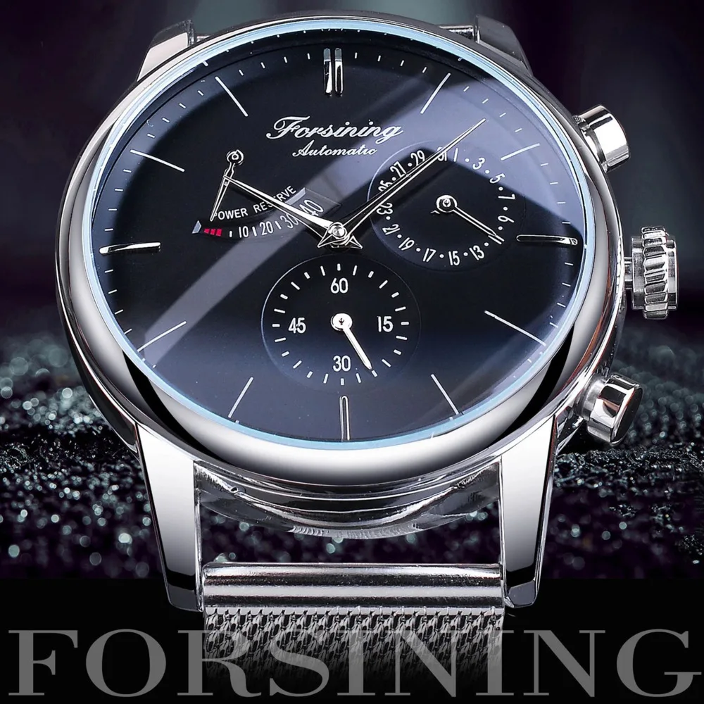 

FORSINING Watch For Men 42mm Automatic Mechanical Japanese Movement Calendar Waterproof Clock Steel Band Men Watch Montre Homme