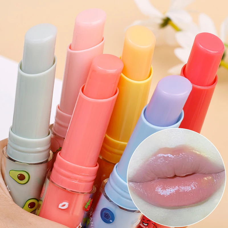 

6color Fruit Jelly Lip Balm Temperature Color Change Moisturize Lipstick Waterproof Lasting Hydrating Strawberry Lip Care Makeup