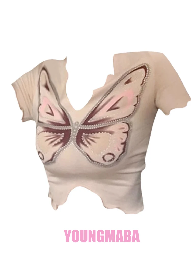 Long Sleeve Butterfly Printed Rhinestone Women's Tee Bodycon Graphic T- Shirts Crop Top Streetwear Fashion Vintage Y2k
Long Sleeve Butterfly Printed Rhinestone Women's Tee Bodycon Graphic T- Shirts Crop Top Streetwear Fashion Vintage Y2k