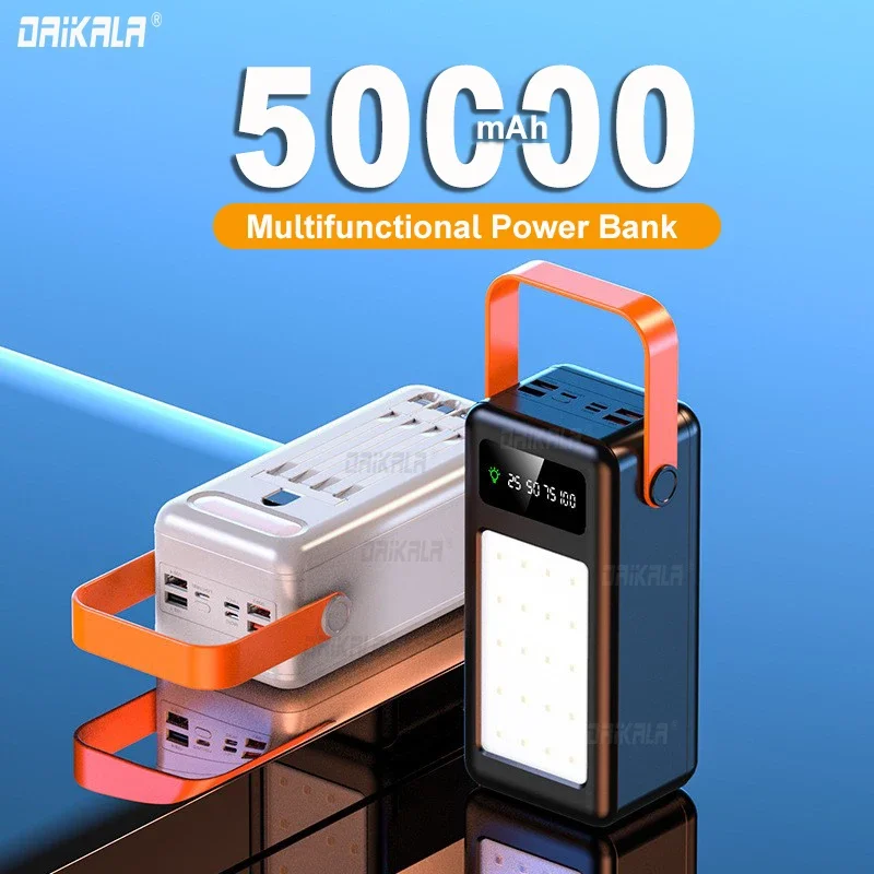 

50000mAh High Capacity Power Bank 10W Fast Charger Powerbank for iPhone Laptop Batterie Externe LED Camping Light Flashlight New